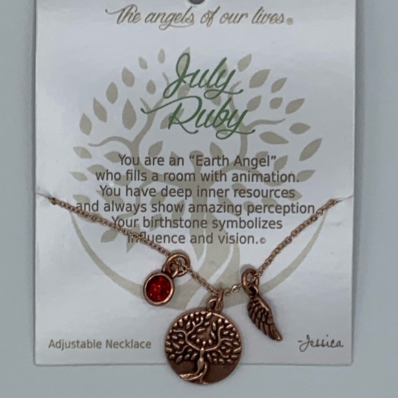 Antique Rose Copper Earth Angel July Ruby Adjustable Necklace - 9" - Picture 5 of 7